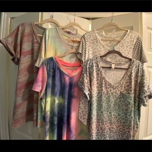 5 Boutique tops. Some NWOT HoneyMe, Flamingo